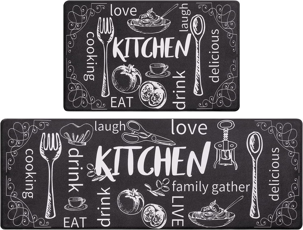anti Fatigue Kitchen Rugs Set of 2, Cushioned Kitchen Mats for Floor