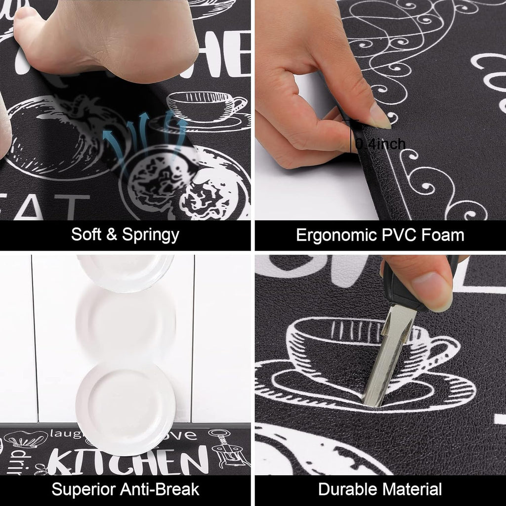 anti Fatigue Kitchen Rugs Set of 2, Cushioned Kitchen Mats for Floor